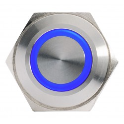 Metalinis nefiksuojantis 16mm NO+NC jungiklis su 5-24V LED pašvietimu (mėlynas)