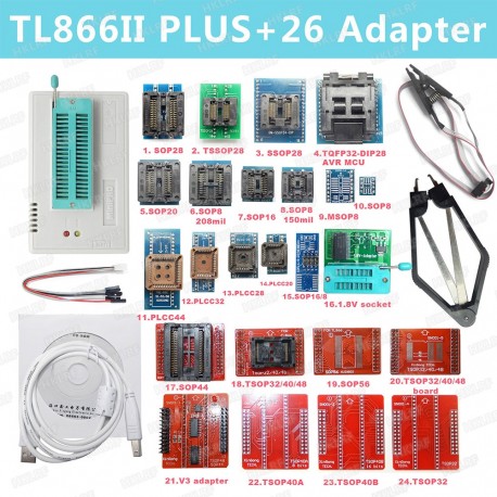 Programatorius TL866II Plus su 26 adapteriais(XGECU MiniPro)