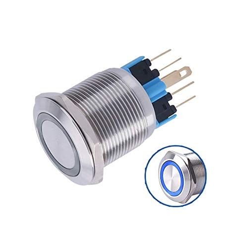 Metalinis fiksuojantis NO+NC jungiklis su 12-24V LED pašvietimu (mėlynas)
