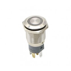 Metalinis nefiksuojantis 16mm NO+NC jungiklis su 3-6V LED pašvietimu (žalias)
