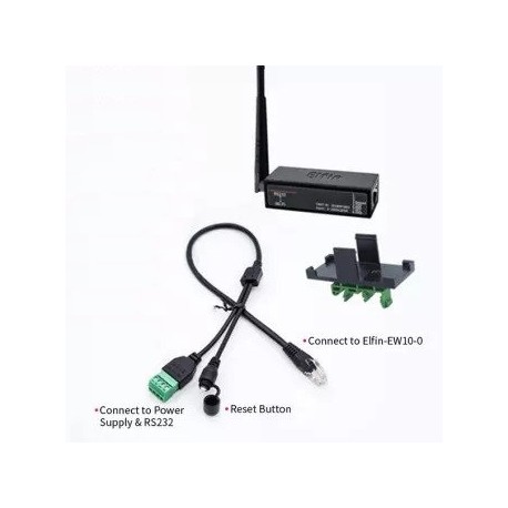 Elfin EW10 web serveris: WiFi RS232 TCP gateway (su laikikliu ir išorine antena)