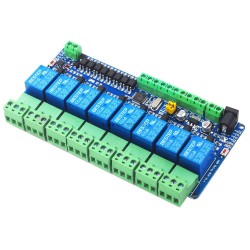 RS485 8 kanalų 12V DC 8DO ir 8DI Modbus RTU modulis su STM8S103