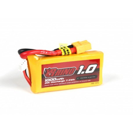 Rhino 1000mAh 7,4V 2S 20C LiPo akumuliatorių baterija