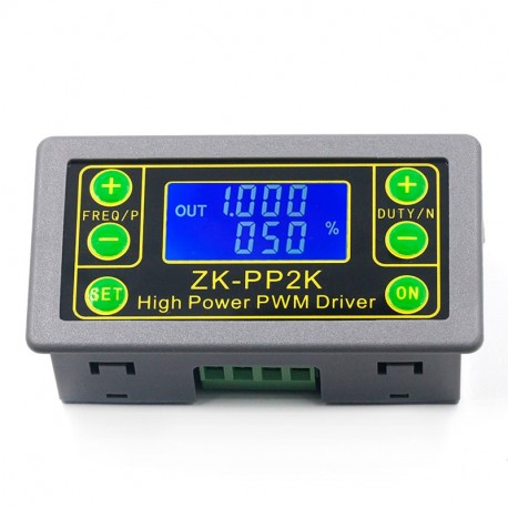 Dviejų funkcijų PWM signalo generatorius ZK-PP2K (3,3-30V 1Hz-150kHz su LCD, UART, korpusu ir 8A tranzistoriniu išėjimu)