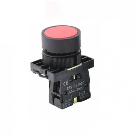 XB2 mygtukas (22mm raudonas) su ZB2-BE102C kontaktu (NC)