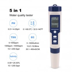 Vandens kokybės (druskingumas, EC laidumas, PH, temperatūra, TDS) matuoklis EZ-9909PH