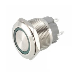 Metalinis nefiksuojantis 22mm NO+NC jungiklis su 12-24V LED pašvietimu (raudonas)