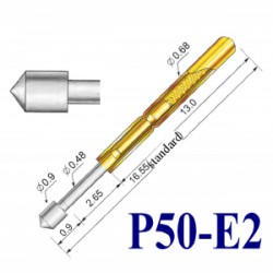 Spyruoklinis testavimo kontaktas P50-E2 (pogo pin d0,68-0,9mm))