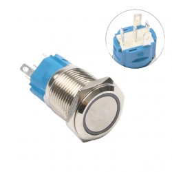 Metalinis nefiksuojantis 16mm NO+NC jungiklis su 3-6V LED pašvietimu (raudonas)