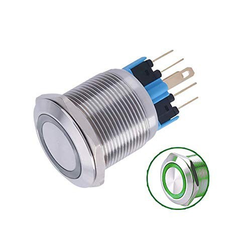 Metalinis nefiksuojantis 22mm NO+NC jungiklis su 12-24V LED pašvietimu (raudonas)