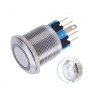 Metalinis nefiksuojantis 22mm NO+NC jungiklis su 12-24V LED pašvietimu (baltas)