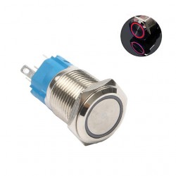 Metalinis fiksuojantis 16mm NO+NC jungiklis su 5-24V LED pašvietimu (raudonas)