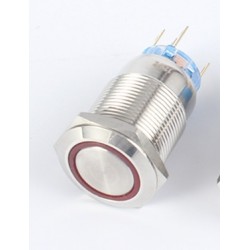 Metalinis fiksuojantis 19mm NO+NC jungiklis su 12-24V LED pašvietimu (raudonas)
