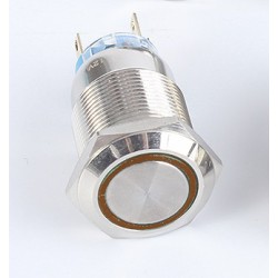 Metalinis nefiksuojantis 19mm NO+NC jungiklis su 12-24V LED pašvietimu (geltonas)