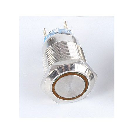 Metalinis nefiksuojantis 19mm NO+NC jungiklis su 12-24V LED pašvietimu (geltonas)