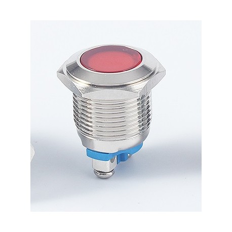 Metalinis 16mm indikatorius su 5-24V LED pašvietimu (raudonas)