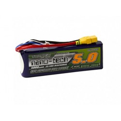 Turnigy nano-tech 5000mAh 11,1V 3S 25C-50C LiPo akumuliatorių baterija su XT90
