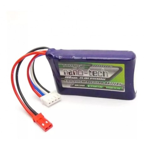 Turnigy nano-tech 460mAh 11,1V 3S 25C-40C LiPo akumuliatorių baterija su JST-RCY