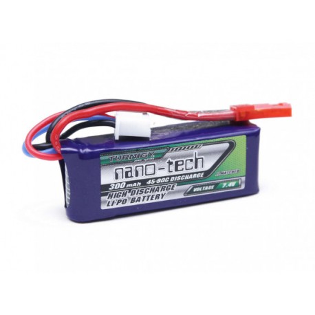 Turnigy nano-tech 300mAh 2S 7,4V 45C-90C LiPo akumuliatorių baterija su JST-RCY