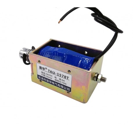 Strypinis elektromagnetas TAU-1578T DC24V 120W (eiga 10mm, 20-70N)