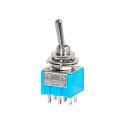 Toggle tipo stačiakampis jungiklis MTS-202 (ON-ON fiksuojantis 2padėtys 2x3pin)