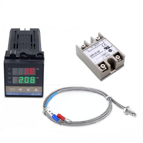 REX-C100 temperatūros valdiklis 0-400V K tipo termo poroms su SSR relės valdymo išėjimu (PID)