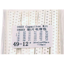 SMD 0603 kondensatorių rinkinys 720 vnt. (36 x 20 vnt.)
