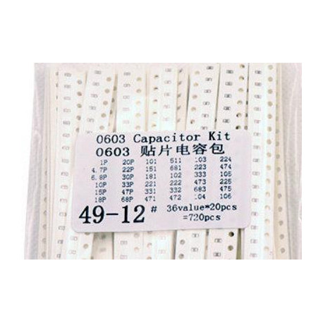 SMD 0603 kondensatorių rinkinys 720 vnt. (36 x 20 vnt.)