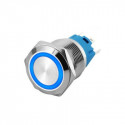 Metalinis fiksuojantis 22mm NO+NC jungiklis su 12-24V LED pašvietimu (mėlynas)